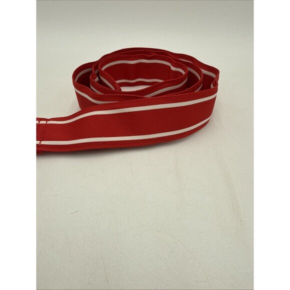 Vineyard Vines Belt Sz M Fabric D Ring Red White Striped Preppy Classic - Picture 2 of 6
